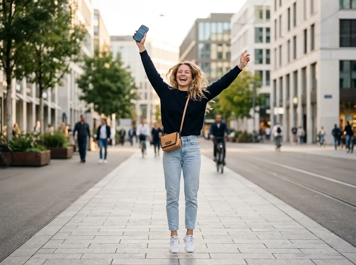 Erfolgreiche Studentin feiert bestandene Theorieprüfung