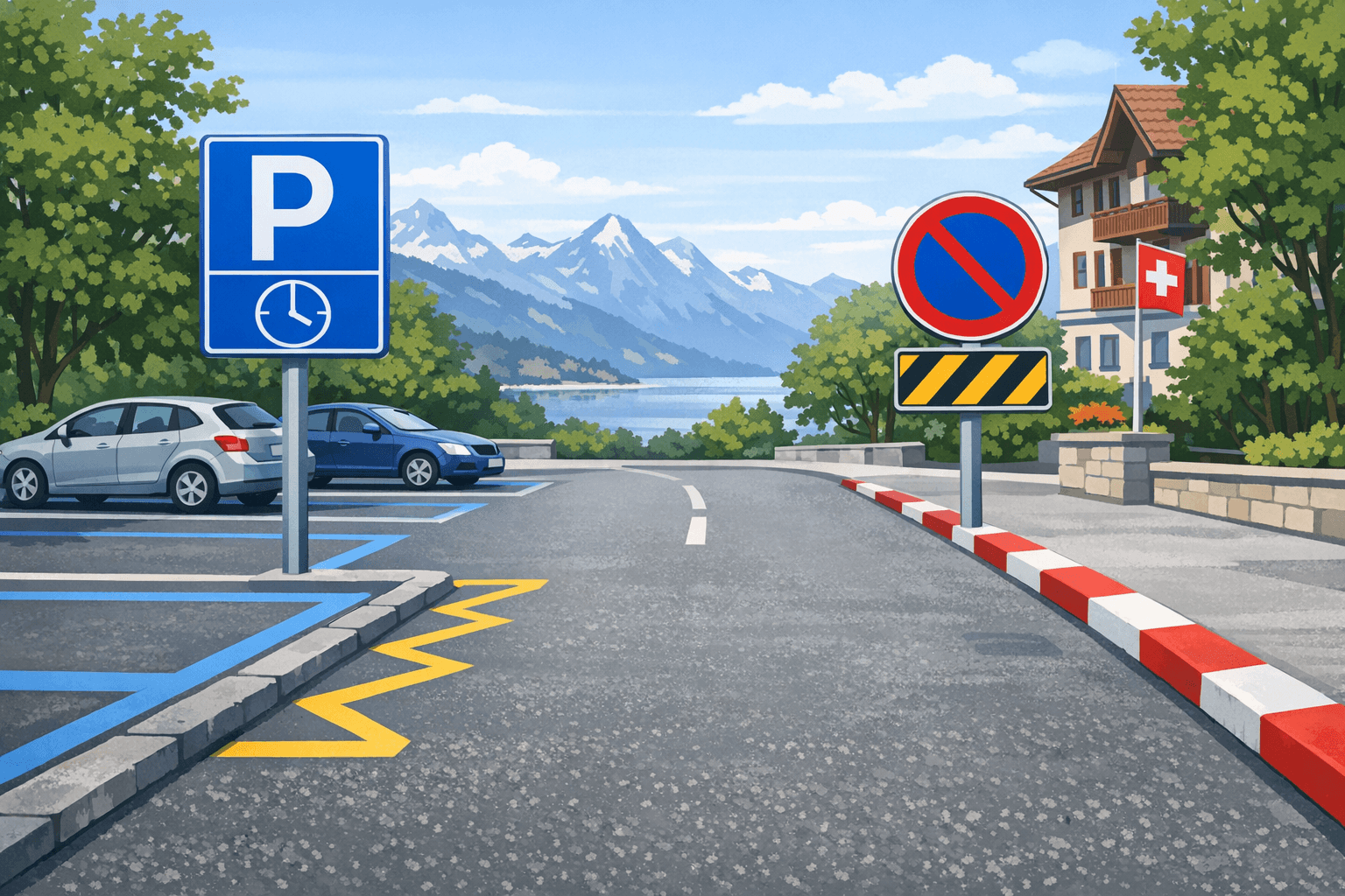 Arrêt et stationnement en Suisse – règles expliquées simplement